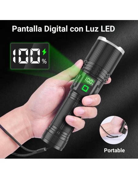 Linterna Recargable Potente y Powerbank GR5000