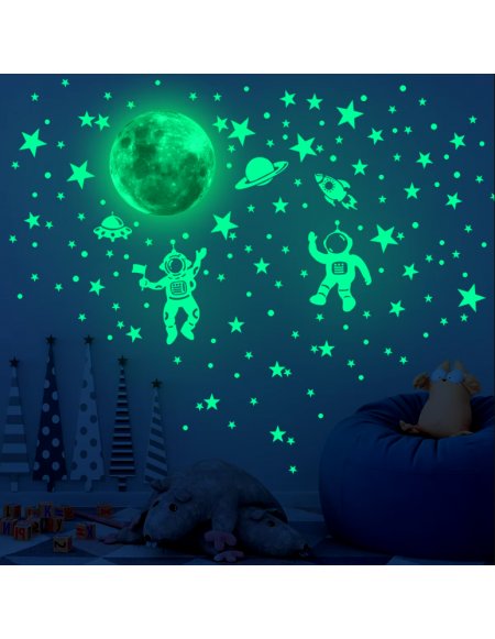 Stickers Luminosos Luna Astronautas Estrellas y...