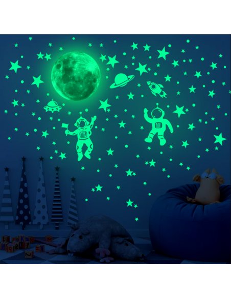 Stickers Luminosos Luna Astronautas Estrellas y puntos