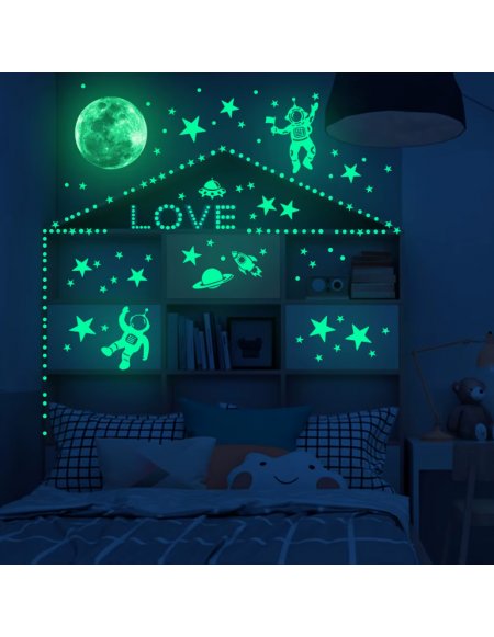 Stickers Luminosos Luna Astronautas Estrellas y...