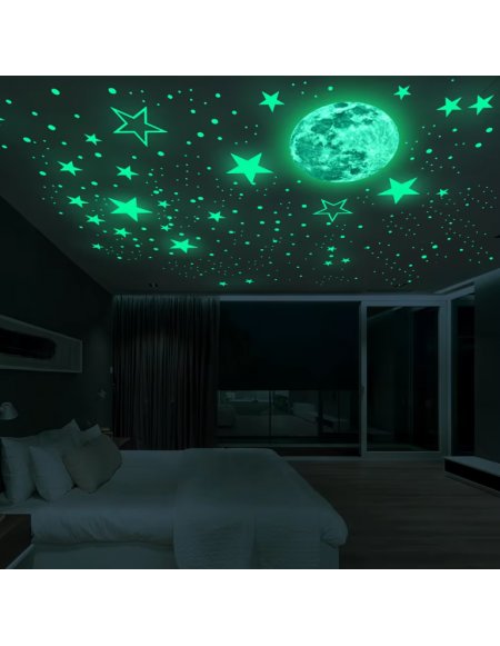 Stickers Luminosos Luna Astronautas Estrellas y...