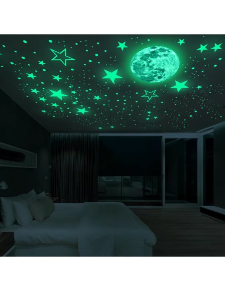 Stickers Luminosos Luna Astronautas Estrellas y puntos