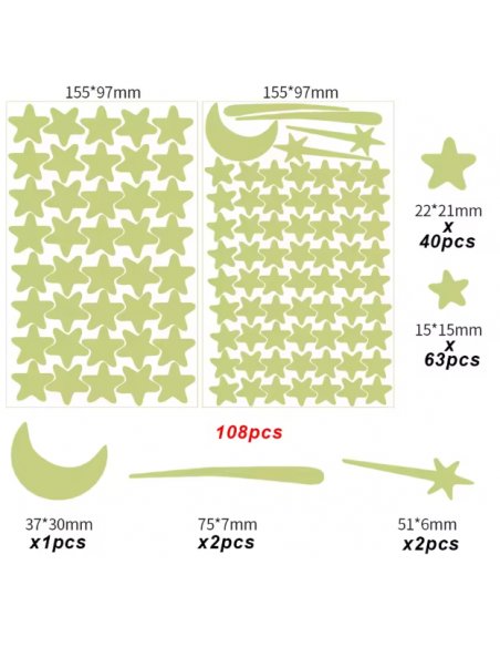 Stickers Luminosos Estrellas y Luna