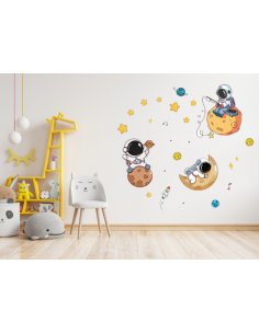 Sticker de Pared Astronautas en el Espacio