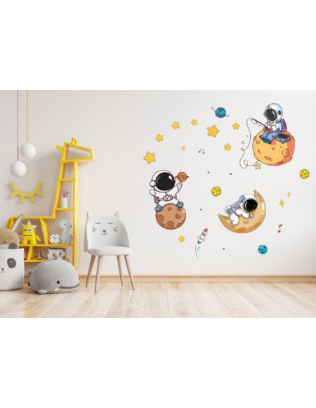 Sticker de Pared Astronautas en el Espacio