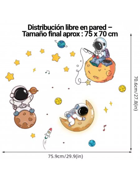 Sticker de Pared Astronautas en el Espacio