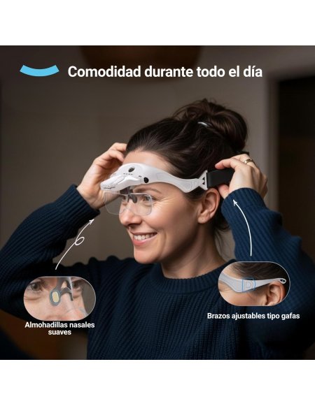 Gafas con aumentos intercambiables y Luz LED