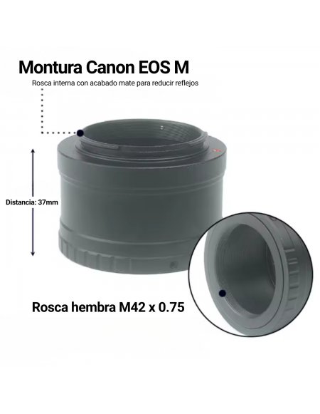 Anillo y Adaptador en T 1.25" Canon EOS M