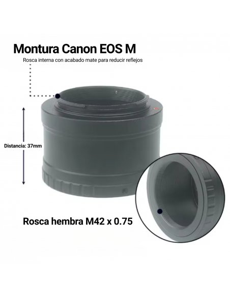Anillo y Adaptador en T 1.25" Canon EOS M