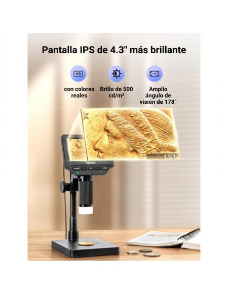 Microscopio Digital 12MP Tomlov DM4W con báscula