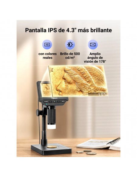 Microscopio Digital 12MP Tomlov DM4W con báscula