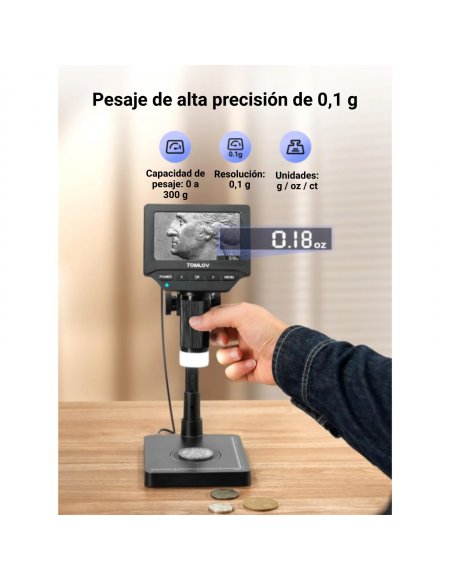 Microscopio Digital 12MP Tomlov DM4W con báscula