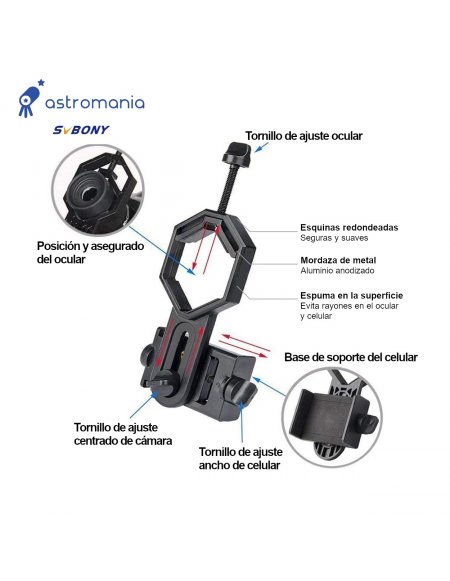 Soporte Celular para Binoculares y Telescopios