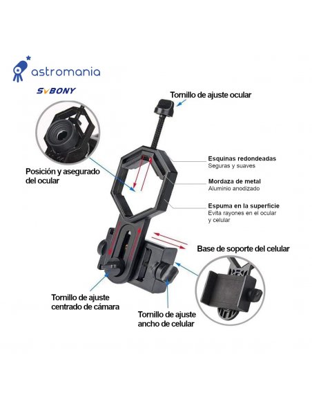 Soporte Celular para Binoculares y Telescopios