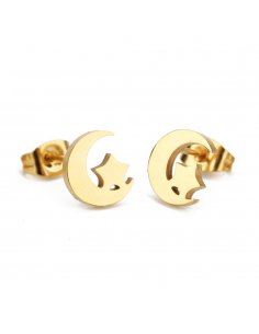 Aretes Mini Lunas Doradas