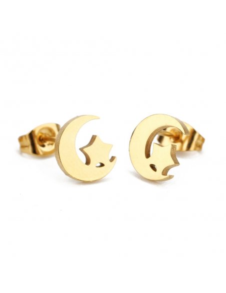 Aretes Mini Lunas Doradas