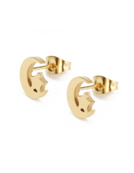 Aretes Mini Lunas Doradas
