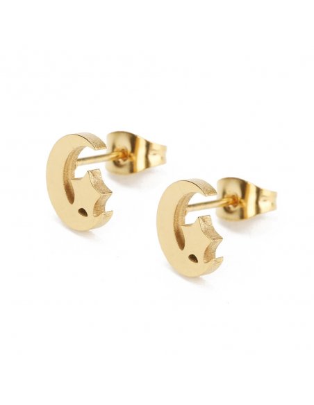 Aretes Mini Lunas Doradas