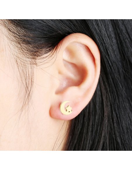 Aretes Mini Lunas Doradas