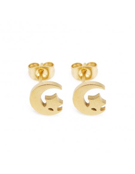 Aretes Mini Lunas Doradas