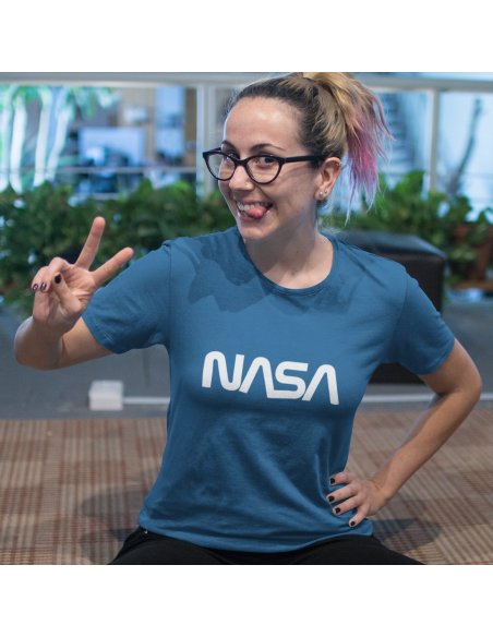 Camiseta NASA Worm Azul Unisex