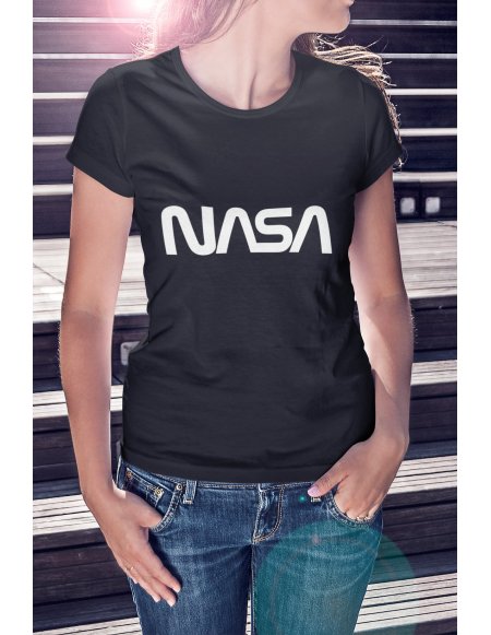 Camiseta NASA Worm Negra Dama