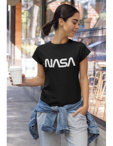 Camiseta NASA Worm Negra Dama