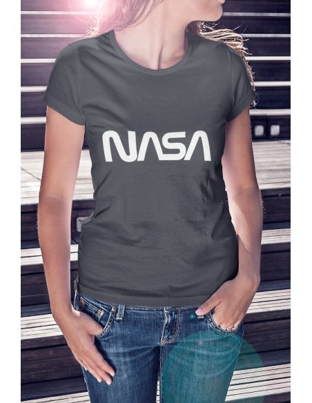 Camiseta NASA Worm Gris Dama