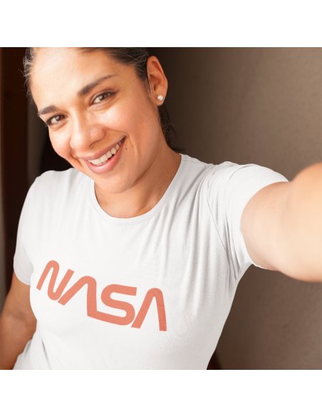 Camiseta NASA Worm Blanca Dama