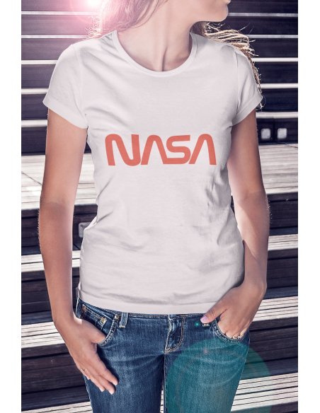 Camiseta NASA Worm Blanca Dama