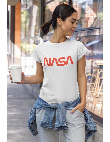 Camiseta NASA Worm Blanca Dama