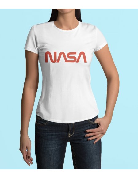 Camiseta NASA Worm Blanca Dama